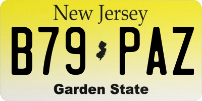 NJ license plate B79PAZ