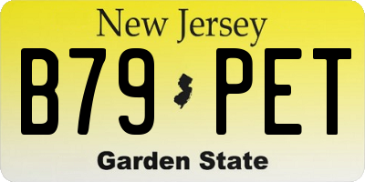 NJ license plate B79PET