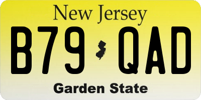 NJ license plate B79QAD