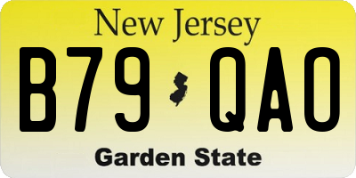 NJ license plate B79QAO