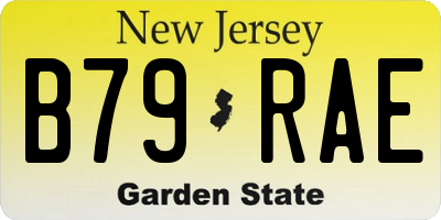 NJ license plate B79RAE