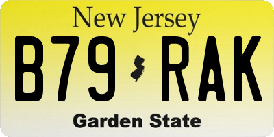 NJ license plate B79RAK