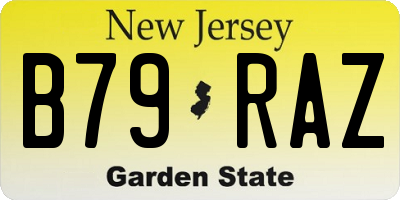 NJ license plate B79RAZ