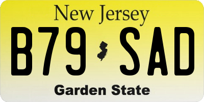 NJ license plate B79SAD