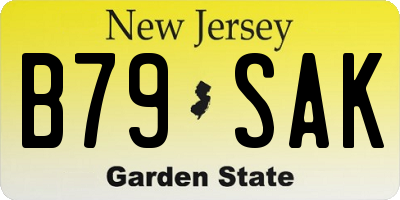 NJ license plate B79SAK