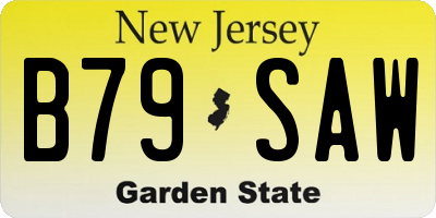 NJ license plate B79SAW