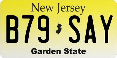 NJ license plate B79SAY