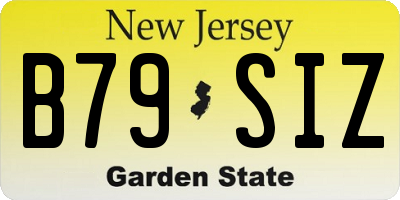 NJ license plate B79SIZ