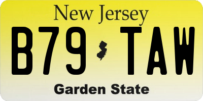 NJ license plate B79TAW