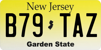 NJ license plate B79TAZ
