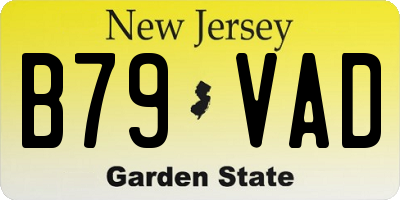 NJ license plate B79VAD