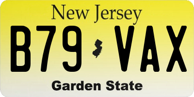 NJ license plate B79VAX