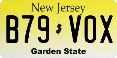NJ license plate B79VOX