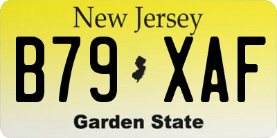 NJ license plate B79XAF