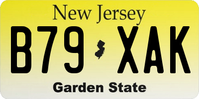 NJ license plate B79XAK