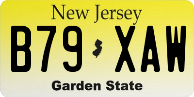 NJ license plate B79XAW