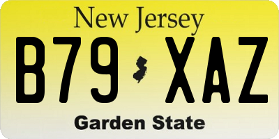 NJ license plate B79XAZ