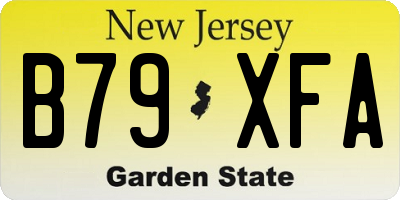 NJ license plate B79XFA
