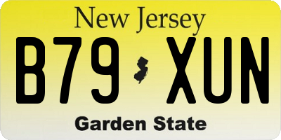 NJ license plate B79XUN