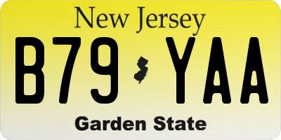 NJ license plate B79YAA
