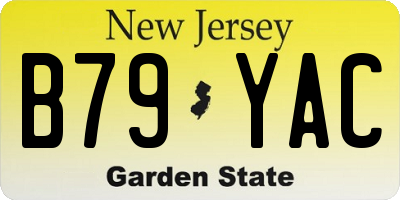 NJ license plate B79YAC