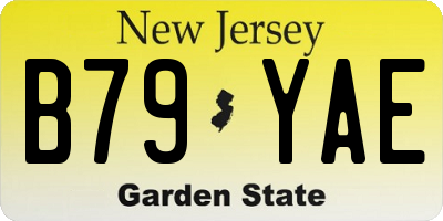 NJ license plate B79YAE
