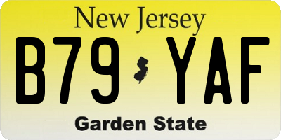 NJ license plate B79YAF