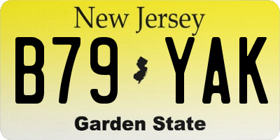 NJ license plate B79YAK