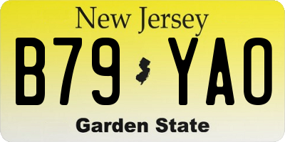 NJ license plate B79YAO