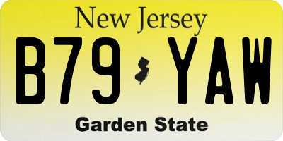 NJ license plate B79YAW