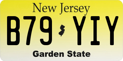 NJ license plate B79YIY