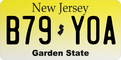 NJ license plate B79YOA