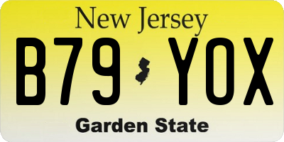 NJ license plate B79YOX
