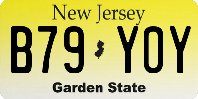 NJ license plate B79YOY