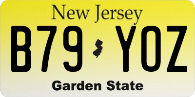 NJ license plate B79YOZ