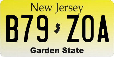 NJ license plate B79ZOA