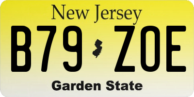 NJ license plate B79ZOE