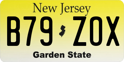NJ license plate B79ZOX