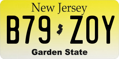 NJ license plate B79ZOY