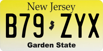 NJ license plate B79ZYX