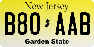 NJ license plate B80AAB