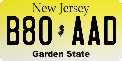 NJ license plate B80AAD