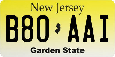 NJ license plate B80AAI