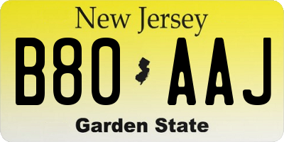 NJ license plate B80AAJ