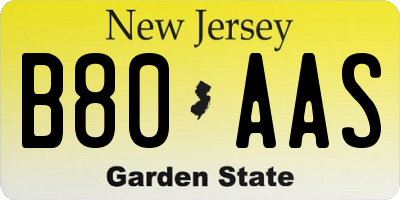 NJ license plate B80AAS
