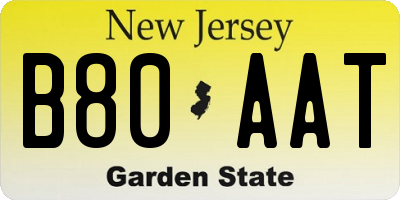 NJ license plate B80AAT