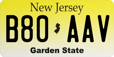 NJ license plate B80AAV