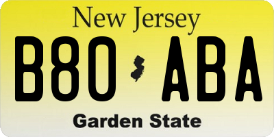 NJ license plate B80ABA