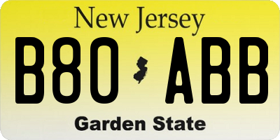 NJ license plate B80ABB
