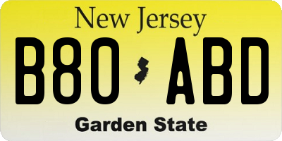 NJ license plate B80ABD